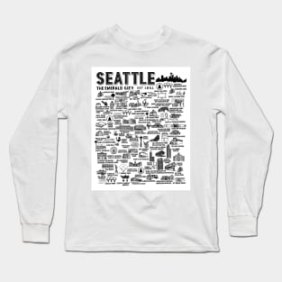 Seattle Map Art Long Sleeve T-Shirt